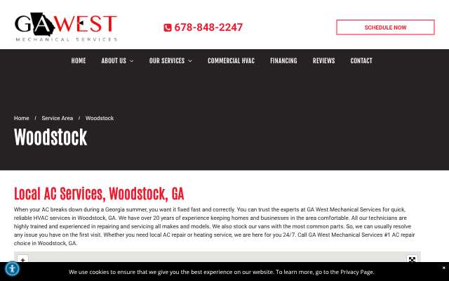 GA West Mechanical's page as the assistant saw it