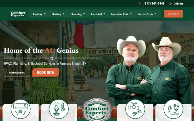 Comfort Experts's page as the assistant saw it