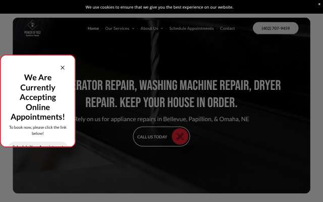 Power of Red Appliance Repair's page as the assistant saw it