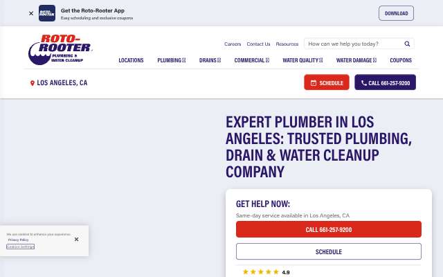Roto-Rooter Plumbing & Water Cleanup's page as the assistant saw it