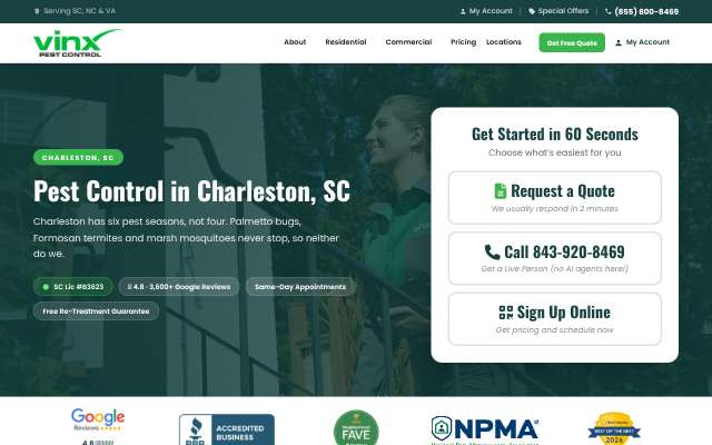Page cited for Vinx Pest Control