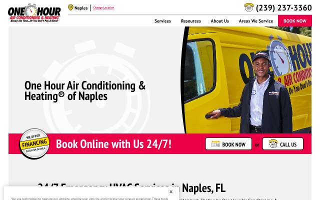 One Hour Air Conditioning & Heating's page as the assistant saw it