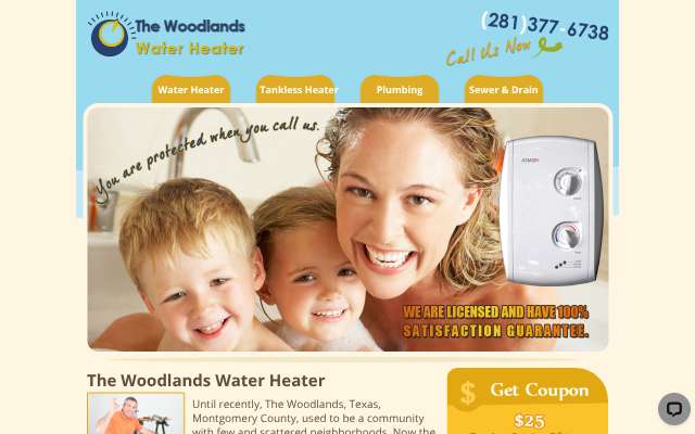 The Woodlands Water Heater's page as the assistant saw it