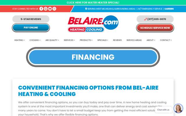 Bel-Aire Heating & Cooling's page as the assistant saw it
