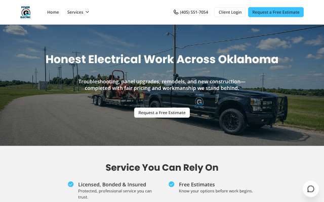 Power G Electric's page as the assistant saw it