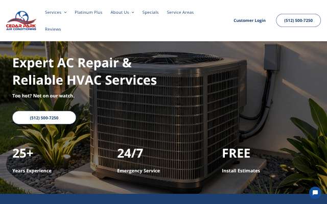 Cedar Park Air Conditioning LLC's page as the assistant saw it