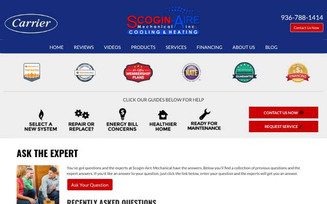 Scogin-Aire Mechanical's page as the assistant saw it
