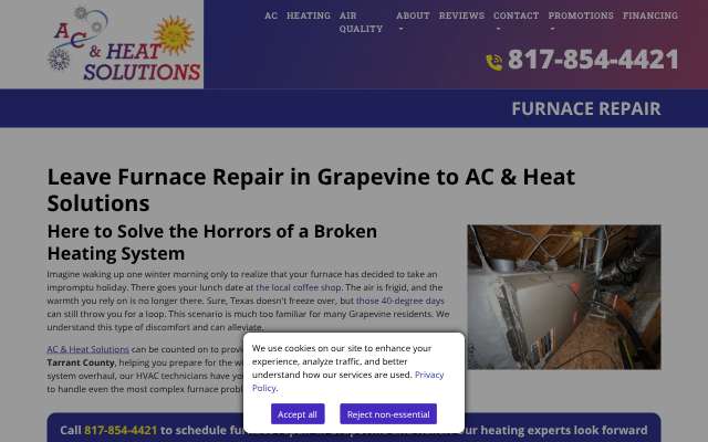 AC & Heat Solutions's page as the assistant saw it