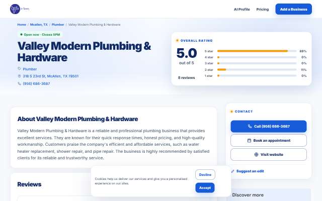 Page cited for Valley Modern Plumbing & Hardware