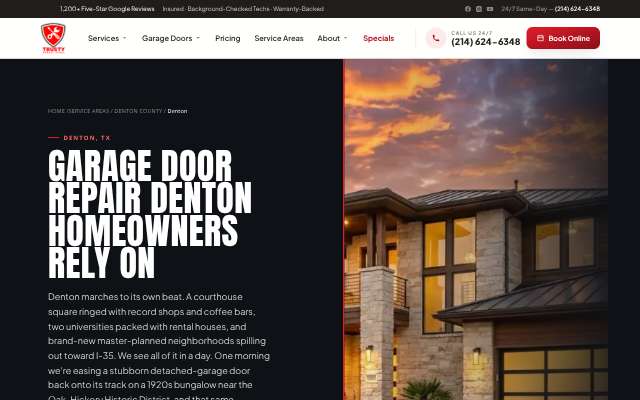 Trusty Garage Door Repair's page as the assistant saw it