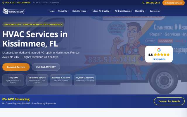 Emergency AC Corp's page as the assistant saw it