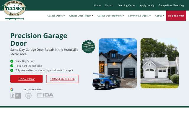 Precision Garage Door Service of Huntsville's page as the assistant saw it