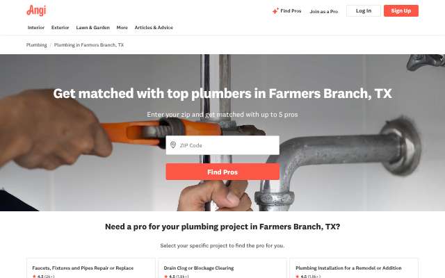 HAT Plumbing's page as the assistant saw it