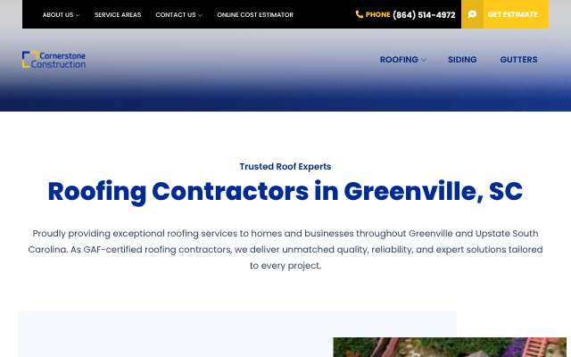 Cornerstone Construction's page as the assistant saw it
