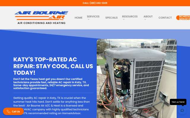 Air Bourne Air A/C & Heat's page as the assistant saw it