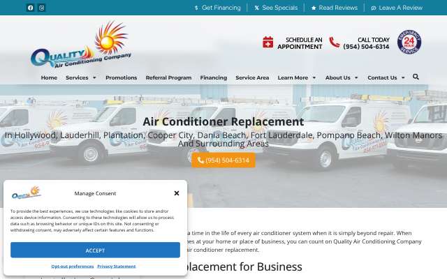 Quality Air Conditioning Company's page as the assistant saw it