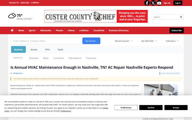 Blocker Heating and Cooling's page as the assistant saw it