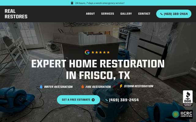 Real Restoration Solutions's page as the assistant saw it
