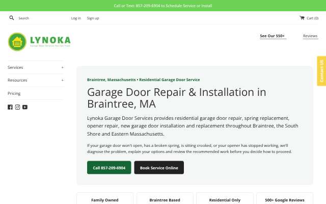 Lynoka Garage Door Services's page as the assistant saw it