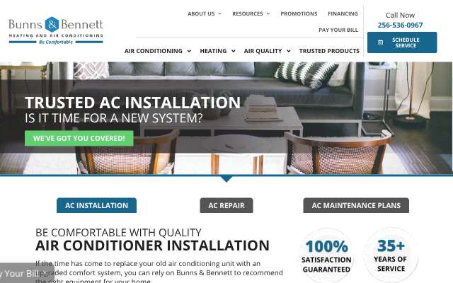 Bunn's & Bennett Heating & Air Conditioning's page as the assistant saw it