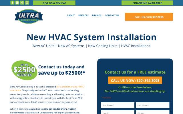 Ultra Air Conditioning's page as the assistant saw it