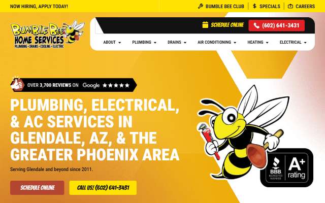 Bumble Bee Home Services's page as the assistant saw it