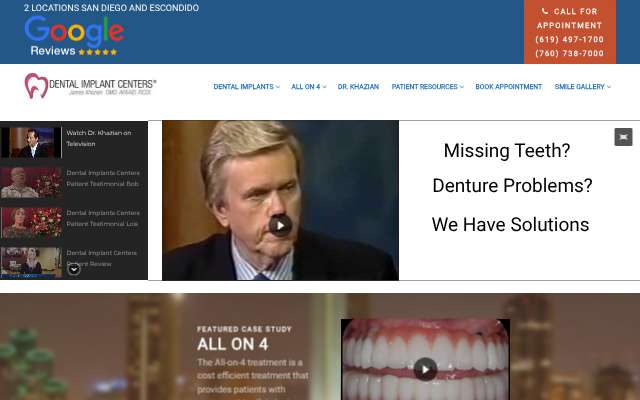 Dental Implant Centers's page as the assistant saw it