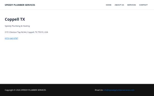 Speedy Plumbing and Heating's page as the assistant saw it