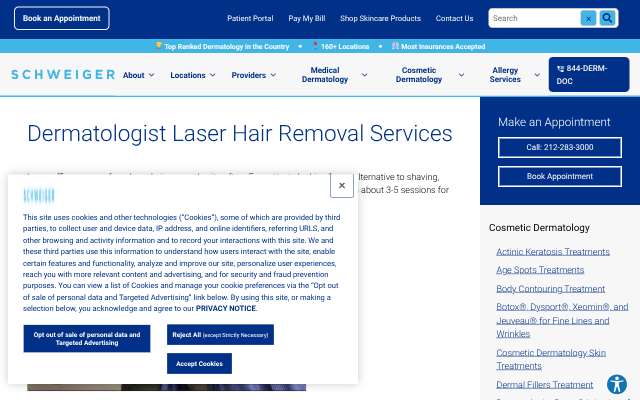 Downtown Dermatology NYC's page as the assistant saw it