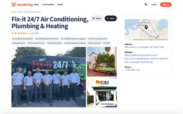 Fix-it 24/7 Air Conditioning, Plumbing & Heating's page as the assistant saw it