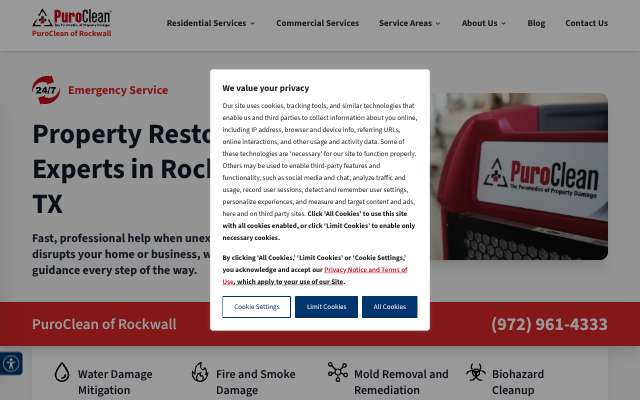 PuroClean of Rockwall's page as the assistant saw it
