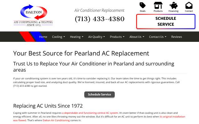 Dalton Air Conditioning and Heating's page as the assistant saw it