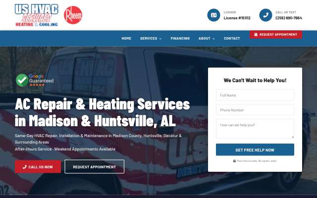 US HVAC Services's page as the assistant saw it