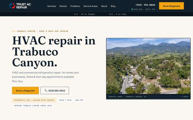 Trust AC Repair's page as the assistant saw it