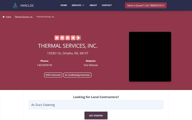 Thermal Services, Inc.'s page as the assistant saw it