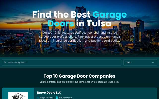 Owasso Overhead Door's page as the assistant saw it