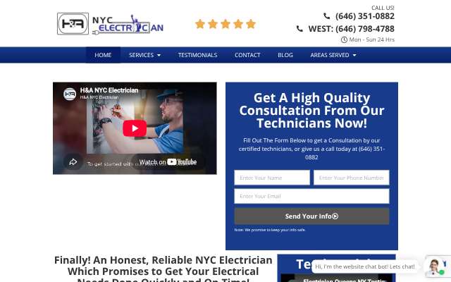 H&A Electrician's page as the assistant saw it