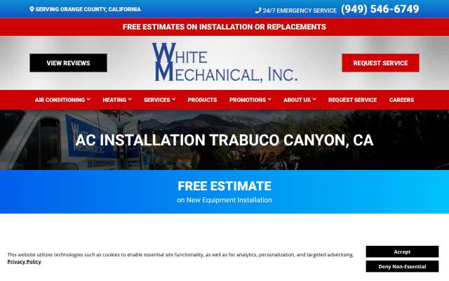White Mechanical Inc's page as the assistant saw it