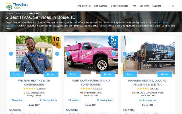 Right Now Heating and Air Conditioning's page as the assistant saw it