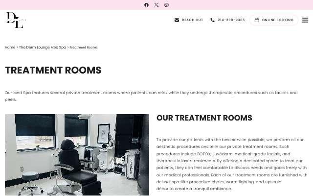 The Derm Lounge Med Spa's page as the assistant saw it