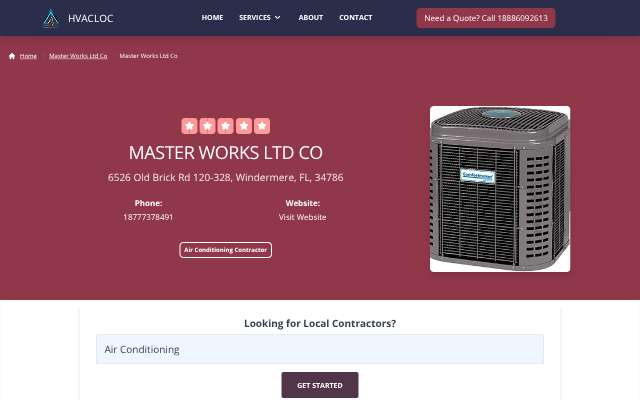 Master Works Ltd Co's page as the assistant saw it