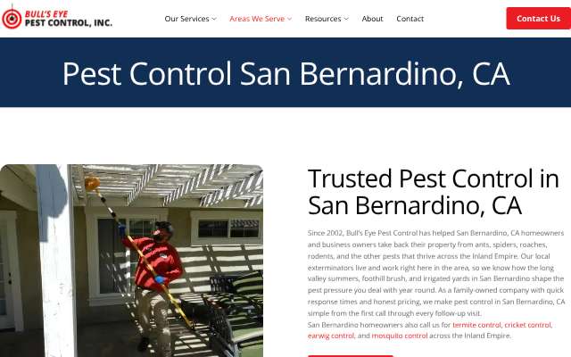 Bull's Eye Pest Control's page as the assistant saw it