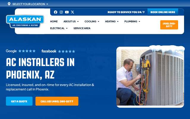 Alaskan Air Conditioning & Heating's page as the assistant saw it
