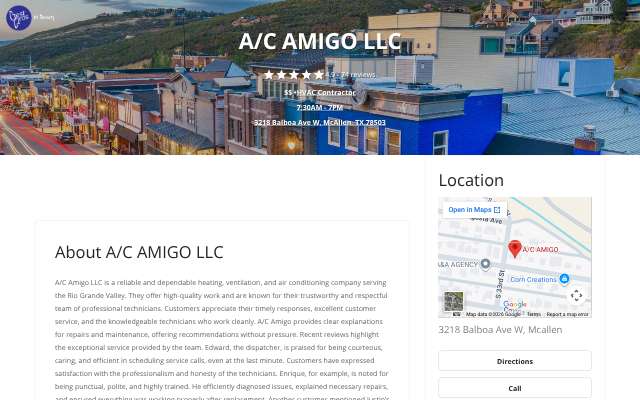A/C AMIGO LLC's page as the assistant saw it