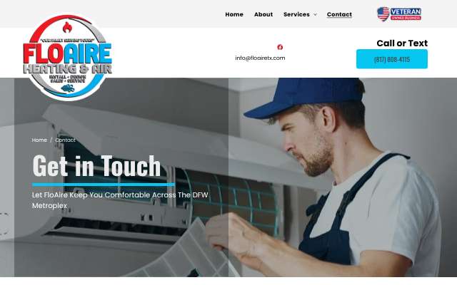 FloAire HVAC's page as the assistant saw it