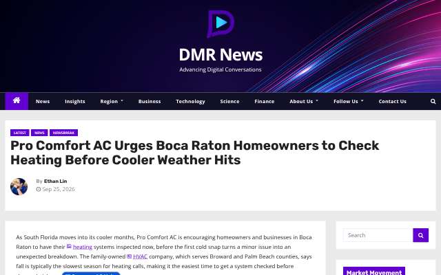 Pro Comfort AC's page as the assistant saw it