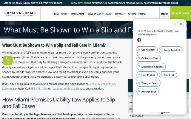 Chalik & Chalik Injury and Accident Lawyers's page as the assistant saw it