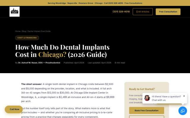 Chicago Elite Implant Center (Woodridge, IL)'s page as the assistant saw it
