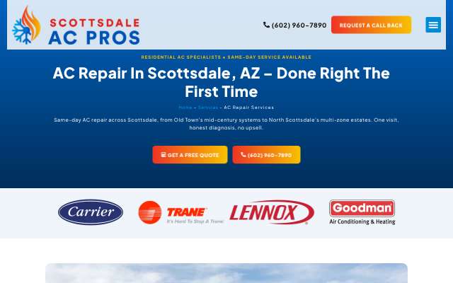 Scottsdale AC Pros's page as the assistant saw it