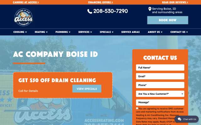 Access Heating & Air Conditioning Inc's page as the assistant saw it
